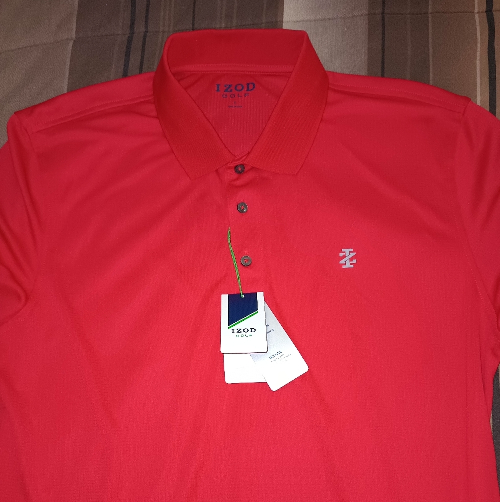 Men's Izod Golf Red Polo Shirt L - Picture 10 of 10